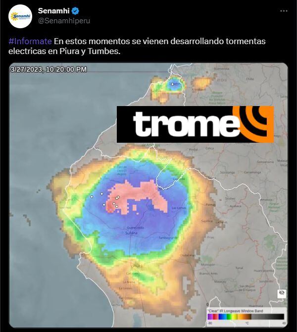 Tormenta eléctrica en Piura y Tumbes.
