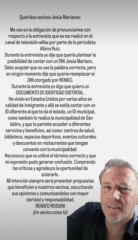 Renato Rossini responde a críticas por su propuesta.