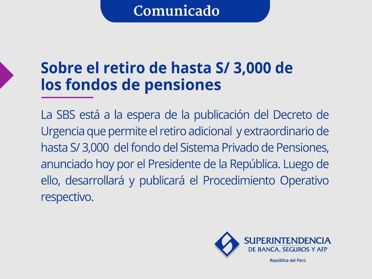 SBS comunicado ante decreto de urgencia