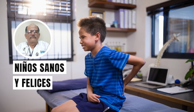 El dolor de espalda en un niño se debe con frecuencia a una mala postura, una mochila demasiado pesada o una distensión muscular por jugar o hacer deporte. Foto: composición/Istock