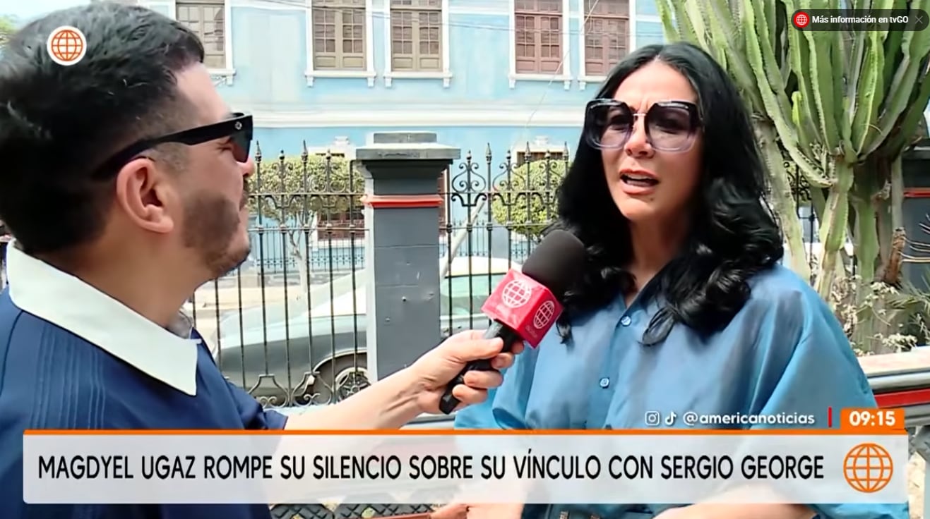 Magdyel Ugaz dice que Sergio George cargo su torta de cumpleaños porque es un caballero, pero no confirma romance.