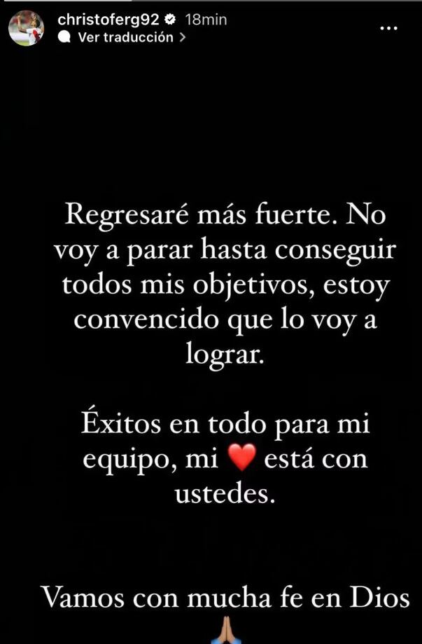 El sentido post de 'Canchita' Gonzales tras la confirmación de su lesión con Universitario.