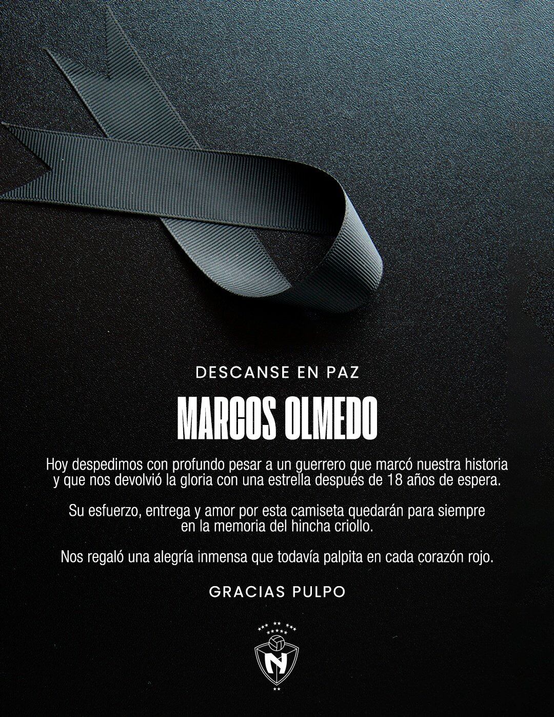 Mensaje de despedida de El Nacional para Marcos Olmedo | Foto: El Nacional