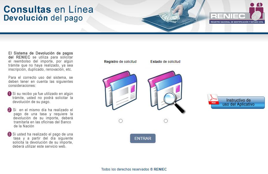 ¿Cómo solicitar la devolución del pago de una tasa vía web? Foto: Reniec
