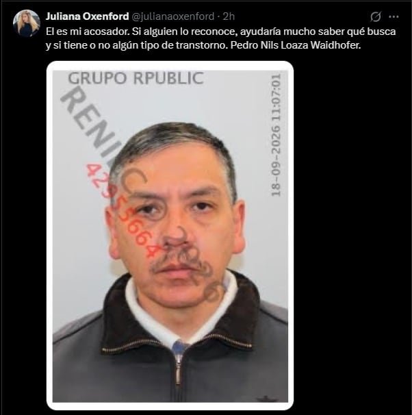 Esta es la persona sindicada de acosar a Juliana Oxenford. (@julianaoxenford
)
