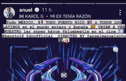 El cantante puertorriqueño utilizó la canción de Karol G para sus historias (Foto: Anuel AA / Instagram)