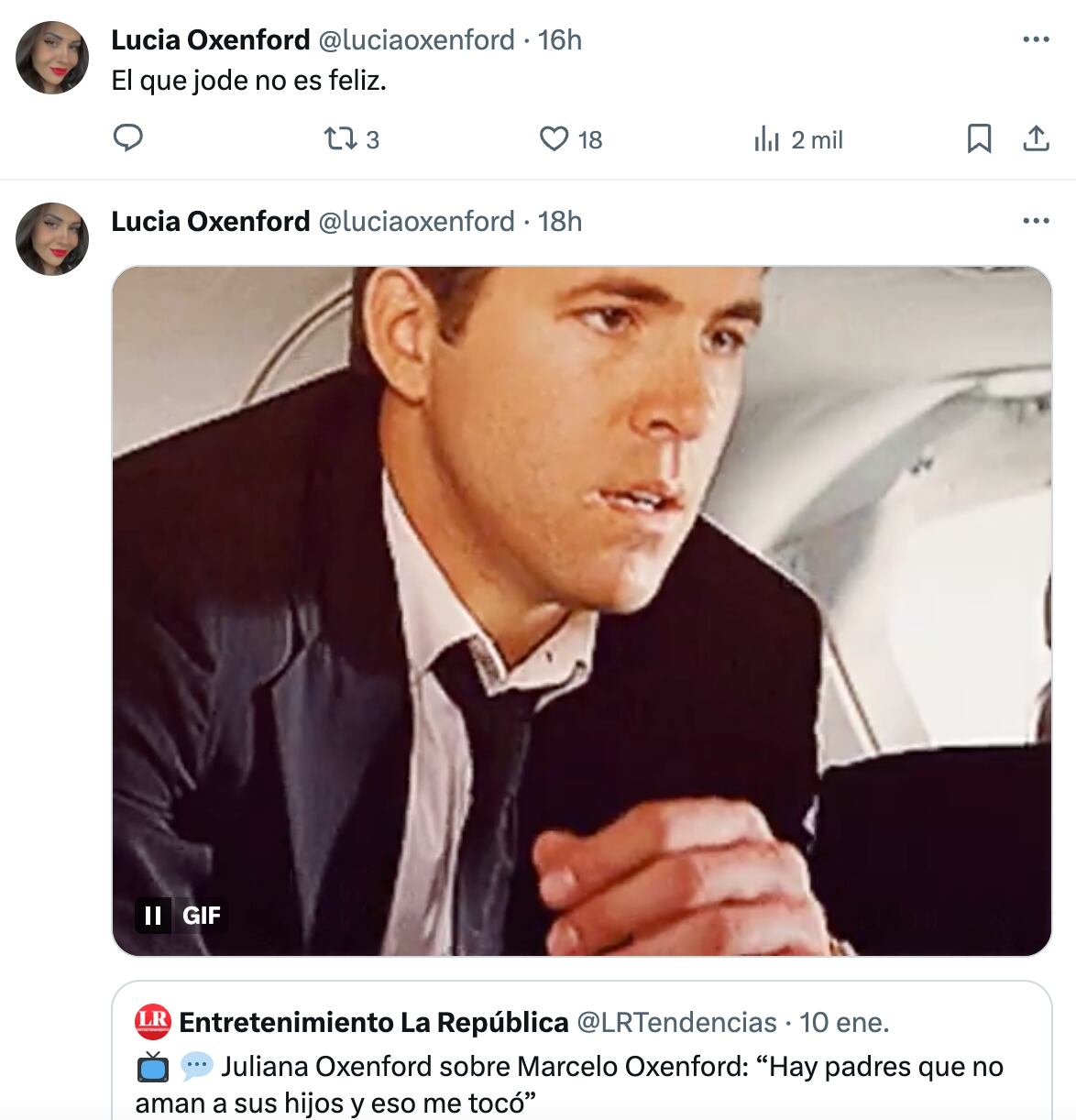 Lucía Oxenford tras declaraciones de Juliana