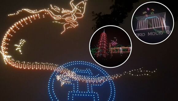 Espectacular juego de luces con drones