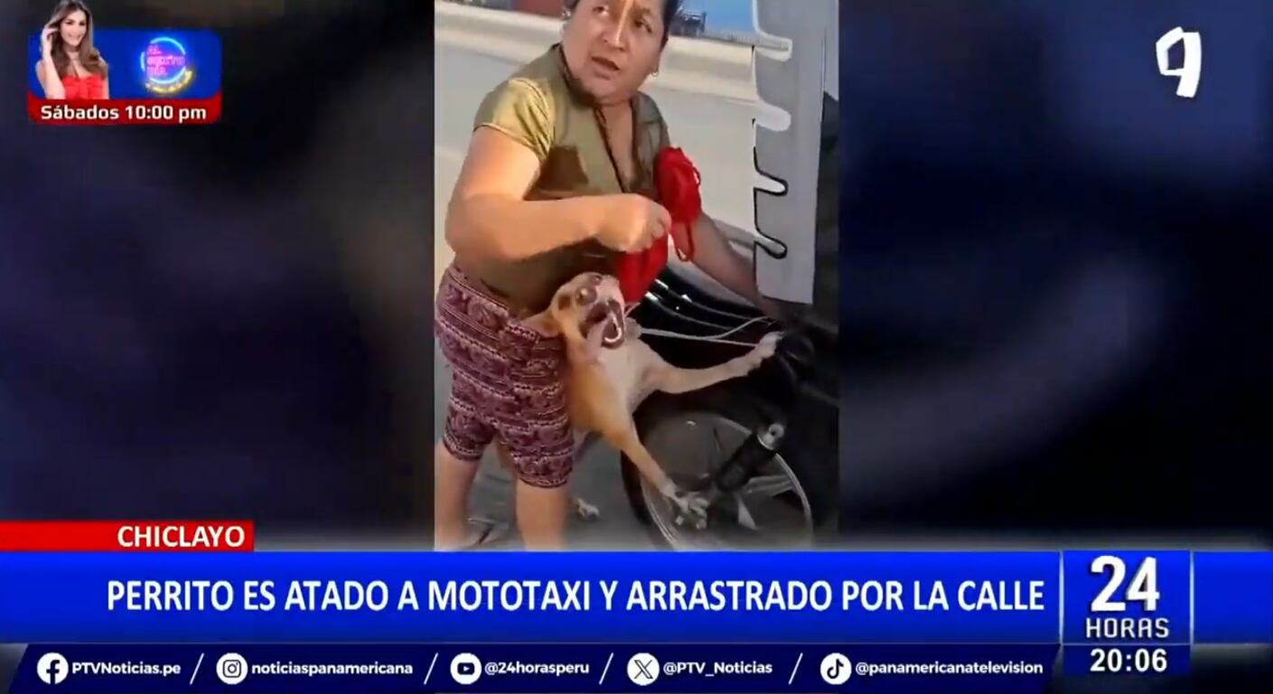 Perrito fue amarrado a mototaxi y arrastrado por la carretera en Chiclayo.