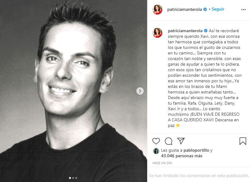 Paty Manterola dejo un sentido mensaje en sus redes sociales para Xavier Ortiz (Foto: Instagram / Paty Manterola)