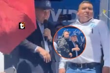 ¡En Apurímac! Rafael López Aliaga es atacado a ‘huevazos’ por opositores en mitin en Talavera