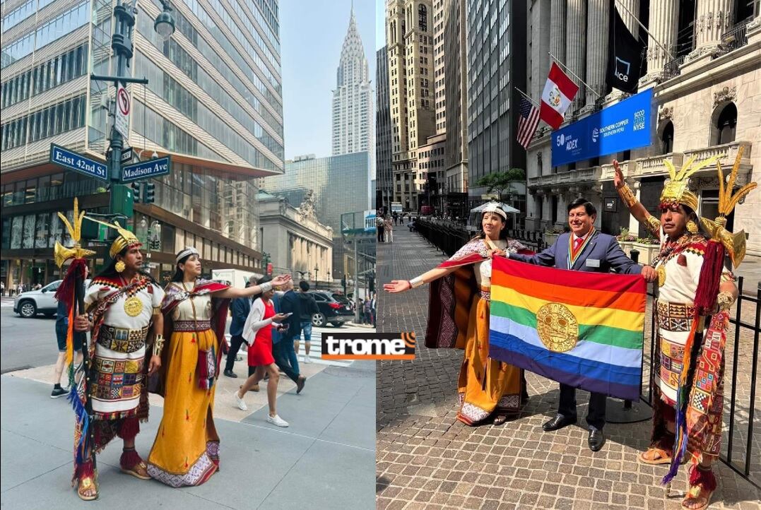 El Inti Raymi tuvo un lanzamiento mundial desde Nueva York. El inca y la coya estuvieron en la 'Ciudad delos rascacielos'. (Isabel Medina / Compos. Trome).