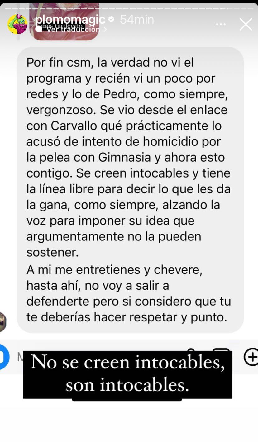 El Mago Plomo arremetió contra los integrantes de "Al Ángulo". Foto: Instagram