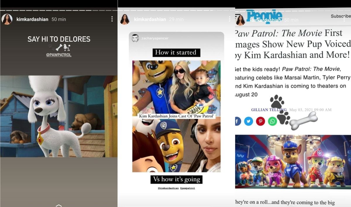 Kim Kardashian es 'Delores' en 'Paw Patrol: The Movie'. (Foto: @kimkardashian / Instagram)