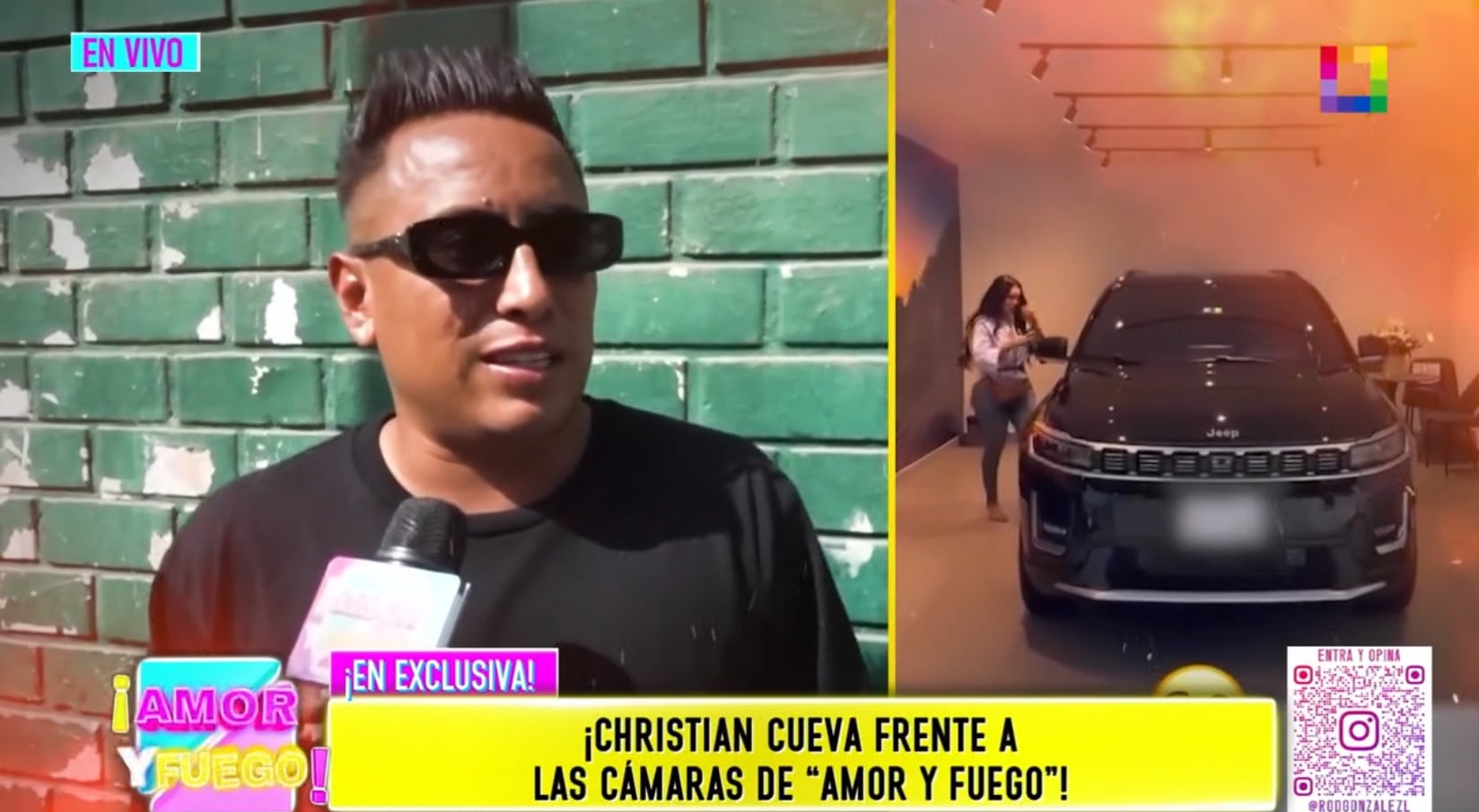 Christian Cueva responde a 'Amor y Fuego' si le compró camioneta a Pamela Franco por su cumpleaños.