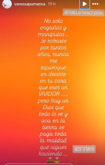 Mensaje de Vanessa Pumarica