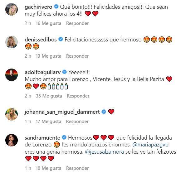 Saludos por parte de amigos y famosos sobre el segundo hijo de Jesús Alzamora. (Foto: Instagram)