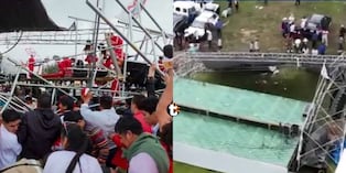 Escenario colapsa en Cajamarca durante un mitin de Somos Perú