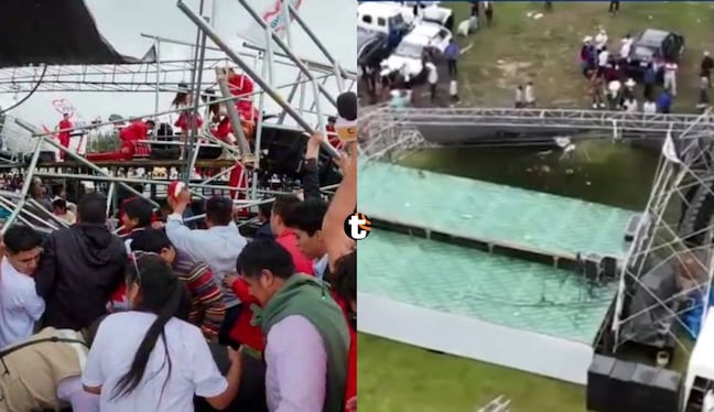 Escenario colapsa en Cajamarca durante un mitin de Somos Perú