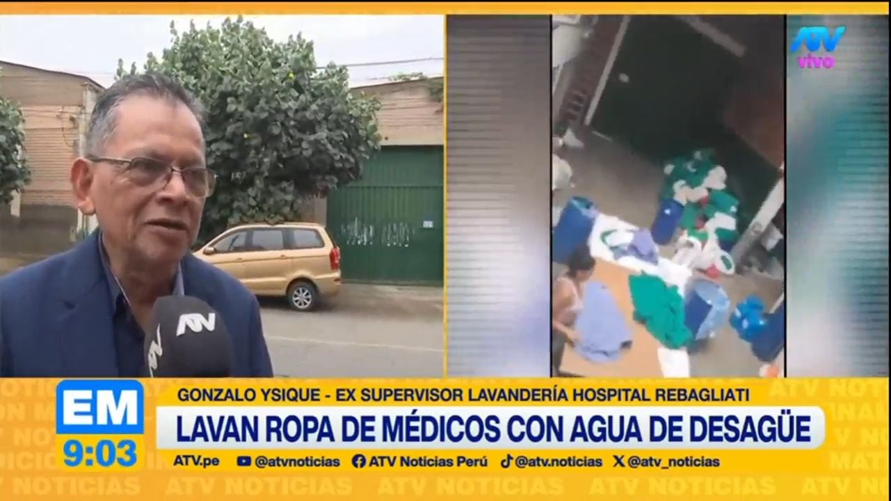 Denuncian que lavaban ropa médica de hospitales de Essalud con agua de desagüe. Foto: ATV