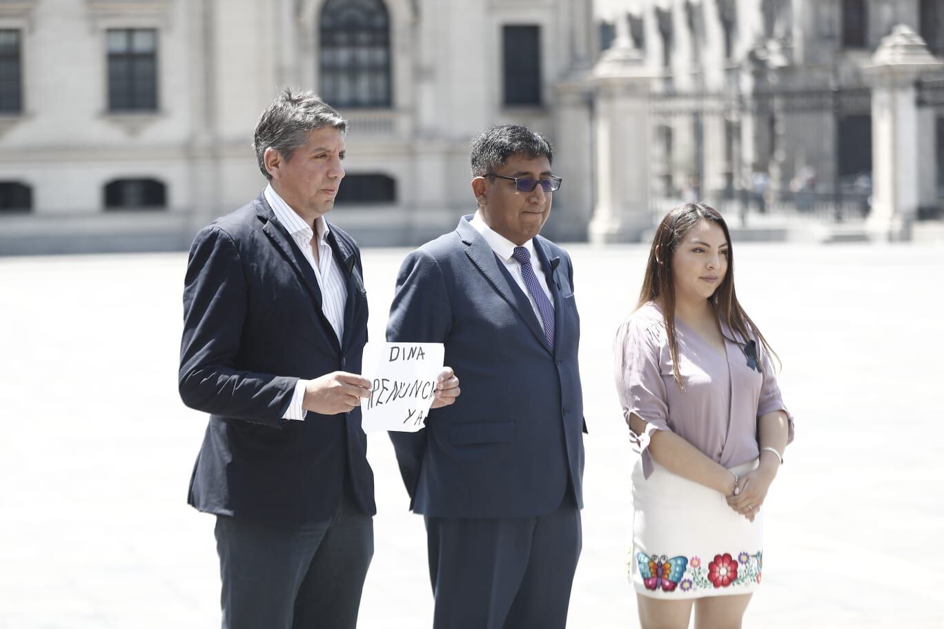 Los integrantes del Partido Morado que asistieron son: Luis Durán, Elmer Arce y Marilia Unoysonco. Foto: Renzo Salazar / @photo.gec