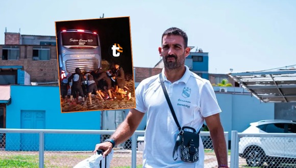 TROME | Jugadores de Sporting empujan bus por paso del huaico (Twitter)