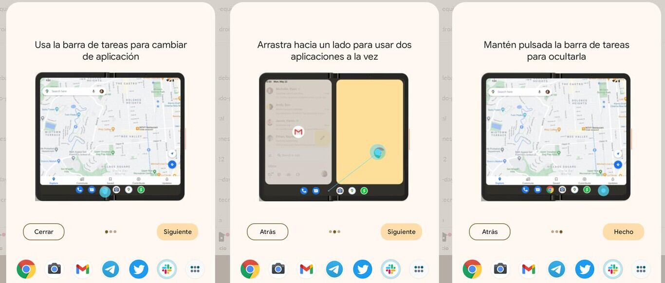 Barra de aplicaciones de Android 13.