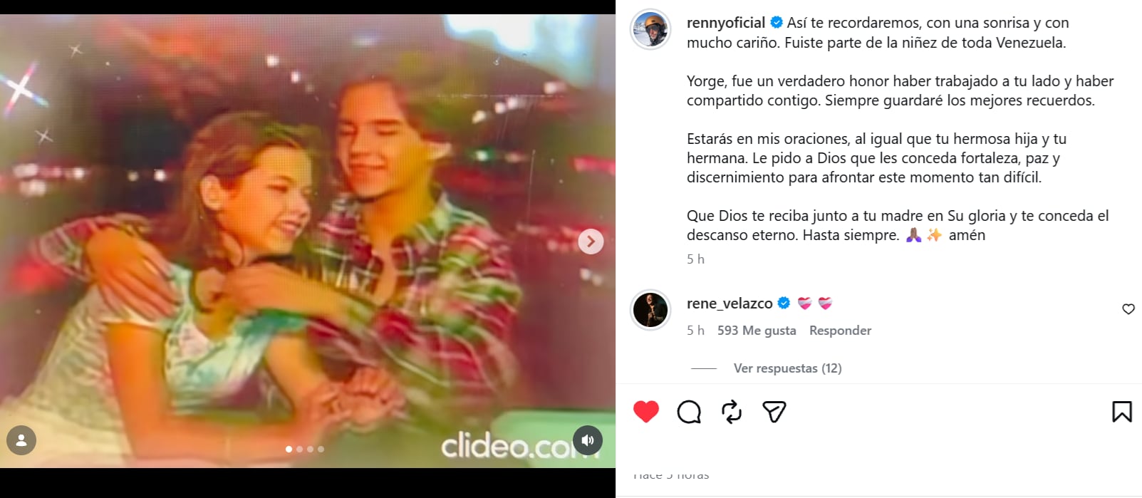 Renny, excantante de Salserín, dedica emotivas palabras tras el fallecimiento de Yorgelis Delgado en los terremotos de Venezuela.