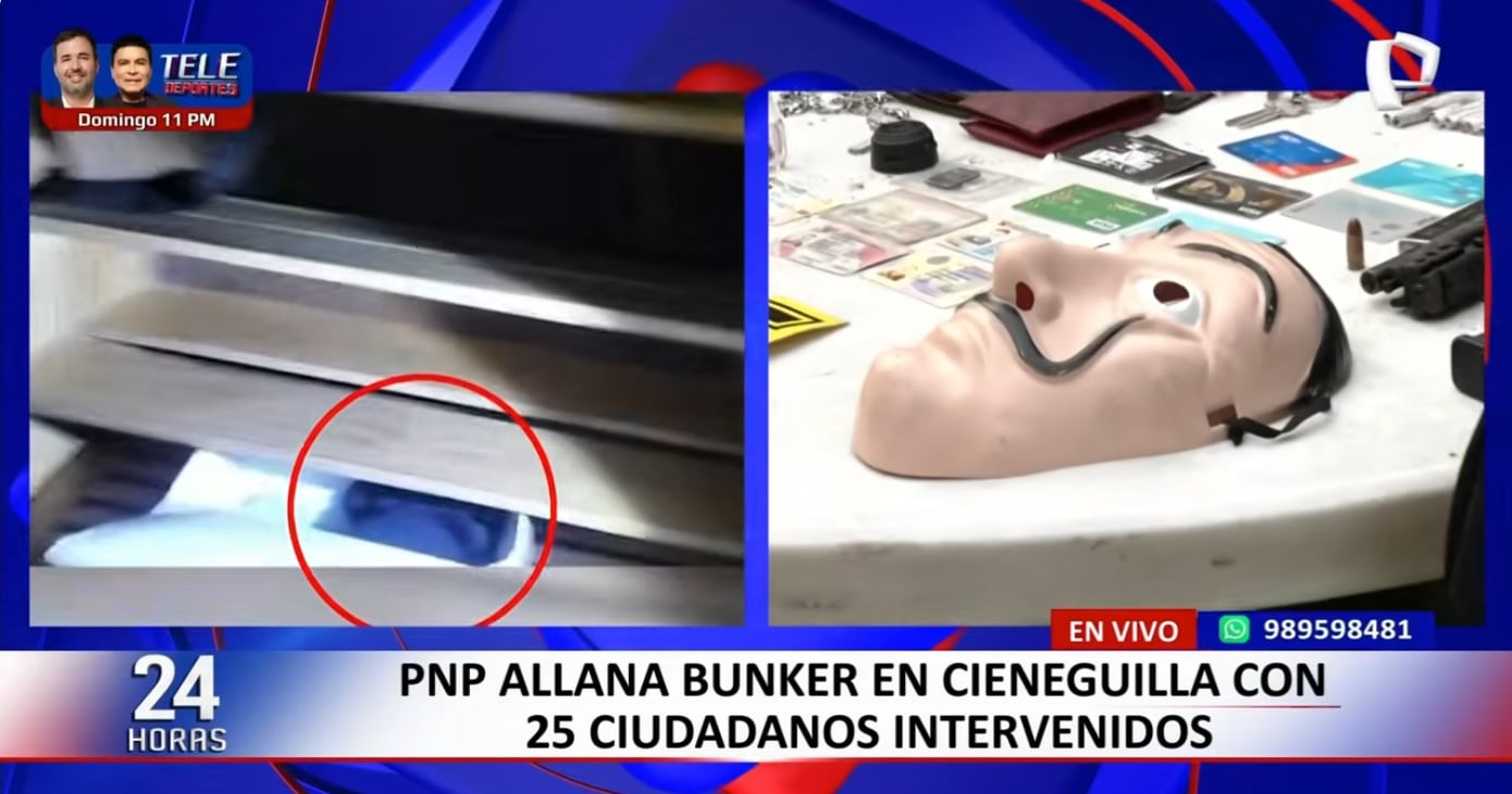 Un arma, granadas, droga, alcohol y máscaras fueron halladas dentro de esta casa junto a los intervenidos.
