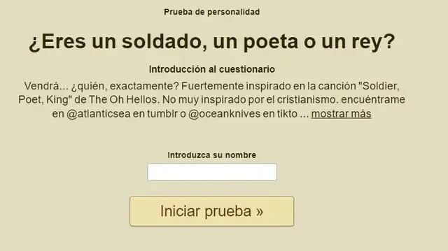 Resuelve el cuestionario de 20 preguntas del test de personalidad de "Soldier, poet or King" de Tikto. (Foto: uquiz.com)