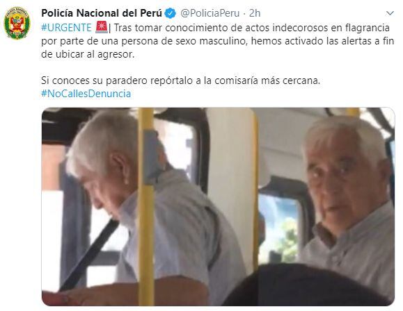 La PNP está buscando al acosador. (Twitter)