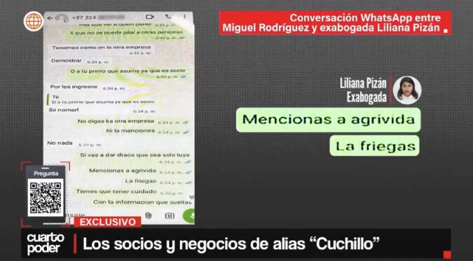 'Cuchillo' y su exabogada Liliana Pizán hablando sobre los negocios que él quería mantener ocultos.