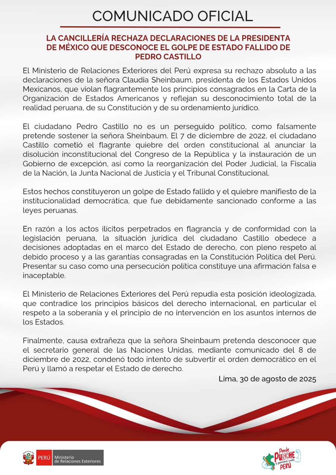 Comunicado de Cancillería.