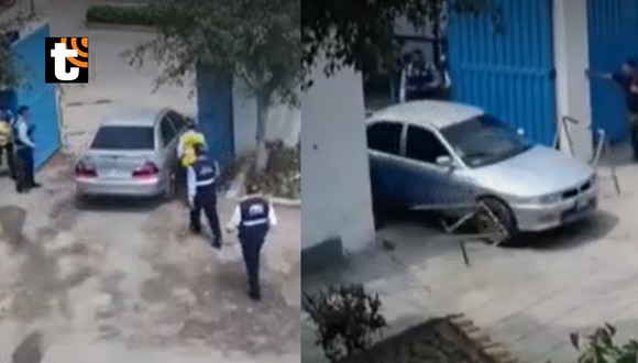 Surco: Derriba tranquera y escapa con su auto de depósito