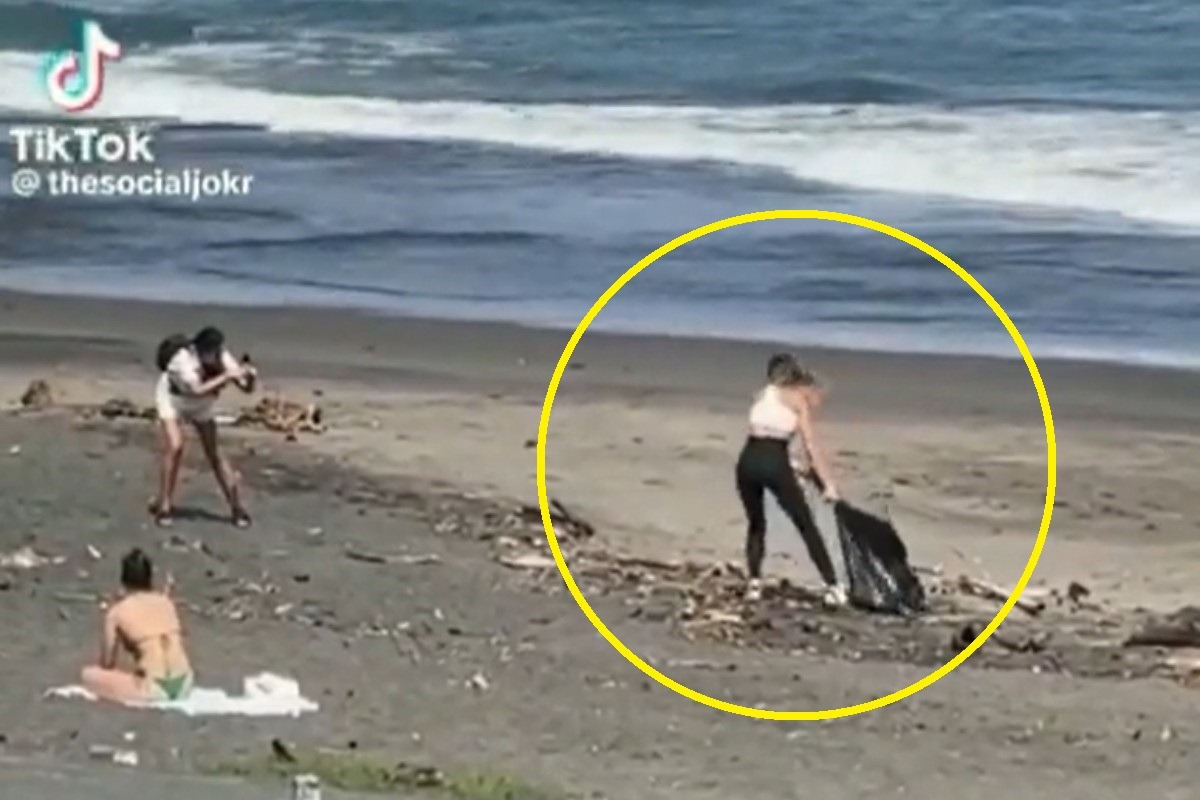 HISTORIA VIRAL | Joven influencer es criticada por ‘limpiar’ una playa para ganar seguidores en internet. (Foto: @PicturesFoIder / Twitter)