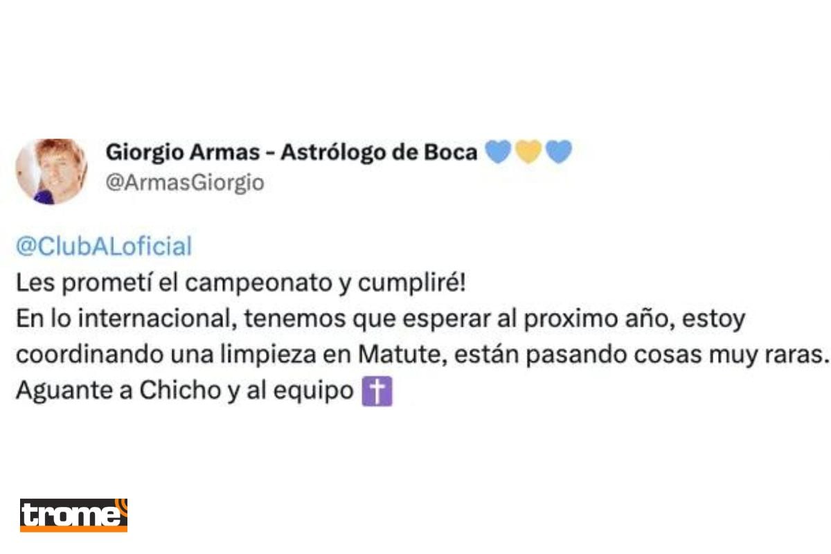 Astrólogo se dirigió a hinchas de Alianza desde redes sociales (@armasgiorgio)