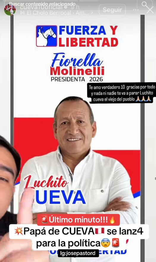 Padre de Christian Cueva, Luchito Cueva, se lanza para diputado por el partido Fuerza y Libertad.