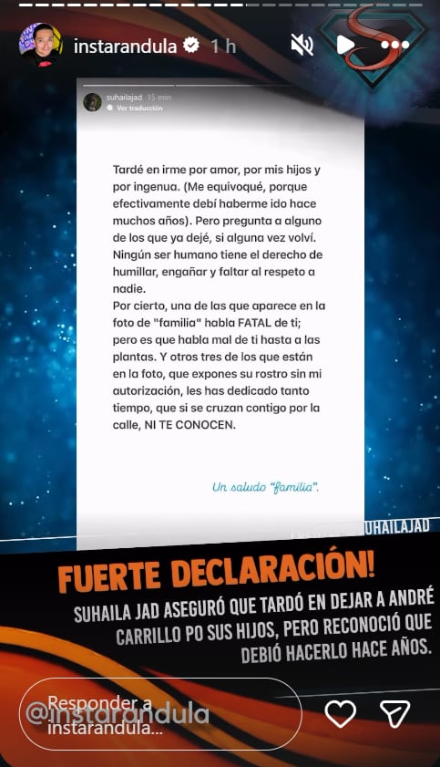 Suhaila Jad enciende las redes con potente mensaje tras presunta separación con André Carrillo.