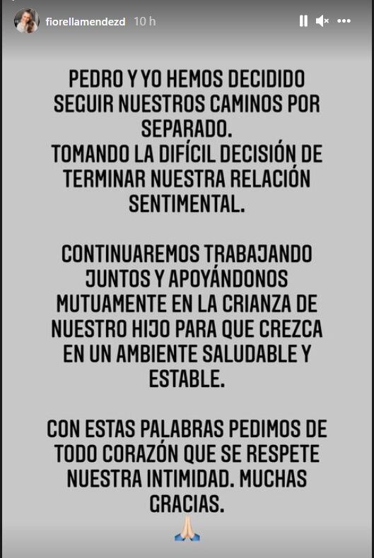 Pedro Loli y Fiorella Méndez habían retomado su feliz relación, pero ahora han decidido separarse (Foto: Trome /Instagram)