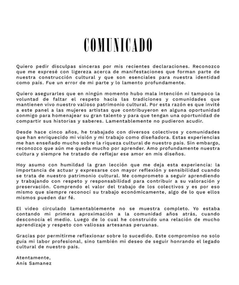 Comunicado de Anis