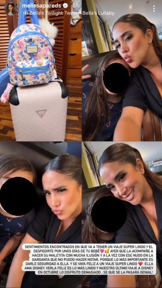 Melissa Paredes comparte emotiva publicación porque su hija se fue de viaje.