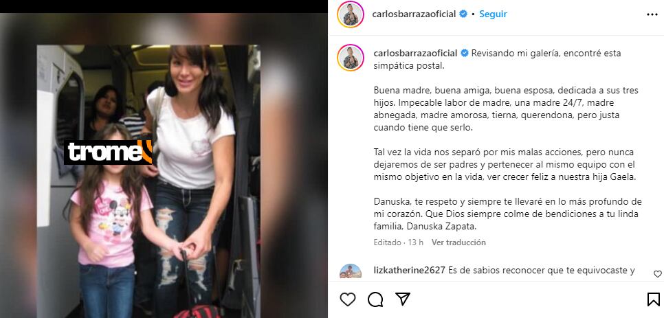 El emotivo mensaje de 'Tomate' a Danuska Zapata.