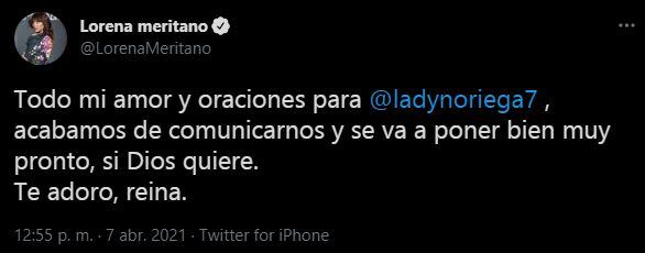 Lorena Meritano envío cálido mensaje a Lady Noriega, su compañera en Pasión de gavilanes (Foto: Twitter)
