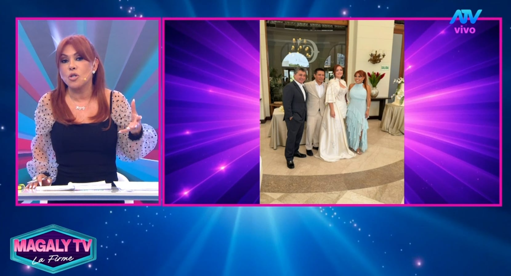 Renzo Costa y Thalía Alva se casaron por civil y Magaly y su notario fueron invitados.