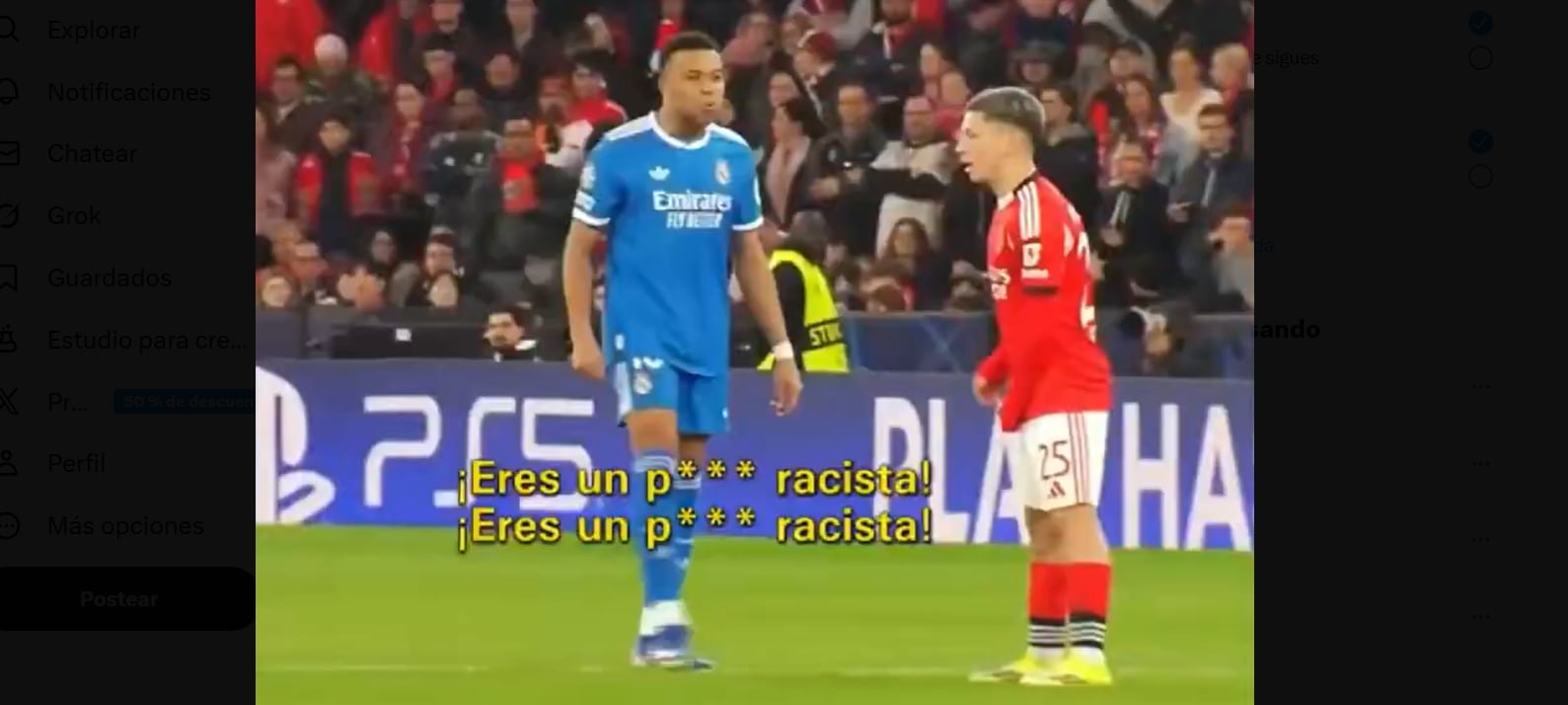 Según medio español, Mbappé enfrentó a Prestianni tras el presunto insulto racista contra Vinícius Jr, en un incidente que obligó a activar el protocolo antirracismo en pleno partido.
