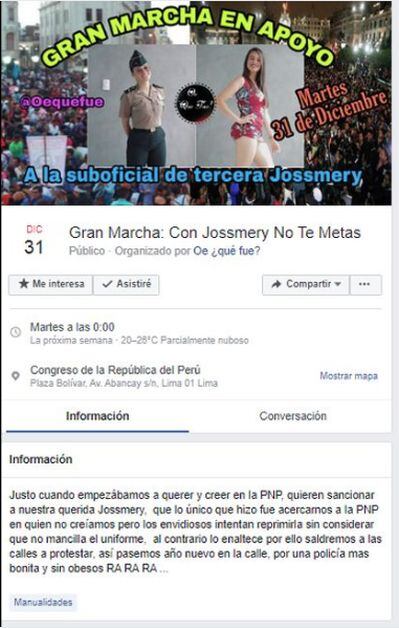 Usuarios anuncian marcha para apoyar a a suboficial Jossmery Toledo Coronel