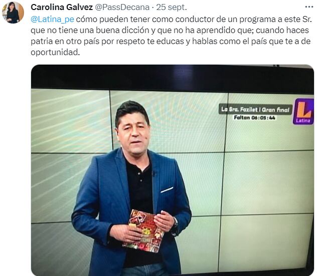 Tuit de la usuaria Carolina Gálvez.