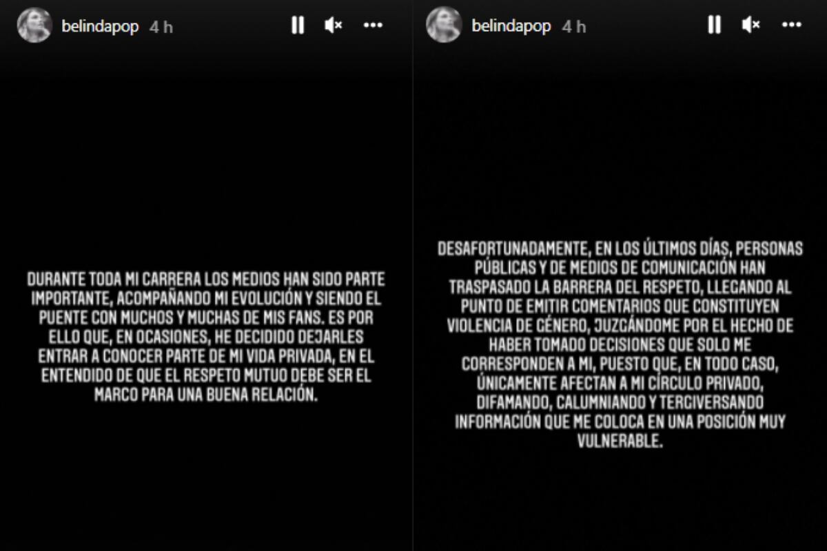 Belinda denuncia violencia de género. (Foto: @belindapop).
