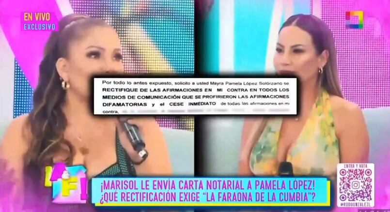 Marisol envía carta notarial a Pamela López.