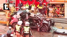 ¡Escalofriante accidente! Auto termina destrozado tras brutal choque contra guardavías en la Vía Expresa